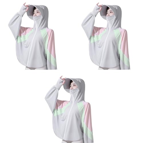 PALAY® Woman Sun Protection Hoodie Jacket Lightweight UPE50 Sun Blocking Coat with Pocket Long Sleeve Shirt Hiking Outdoor Face Mask 3 PCS PALAY® Woman Sun Protection Hoodie Jacket Lightweight UPE50 Sun Blocking Coat with Pocket Long Sleeve Shirt Hiking Outdoor Face Mask 3 PCS